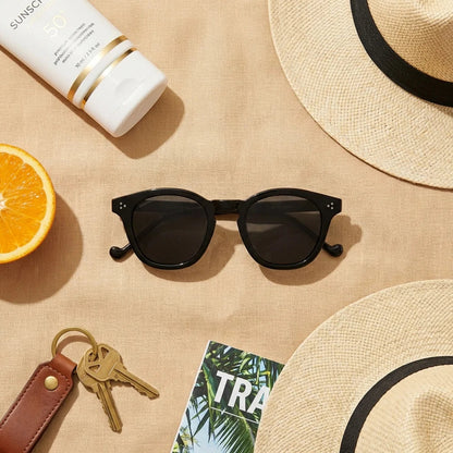 Lentes sol Lenga polarizados UV400 bio-acetato Negro flat lay summer essentials accesorios playa Bonoboss #editorial_detail2 #color_negro