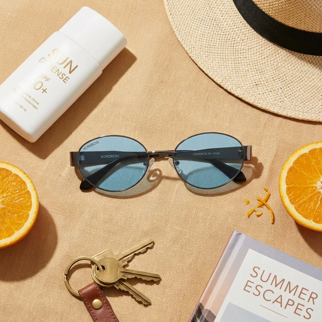 Lentes sol New Lennon polarizados bio-acetato blue flat lay summer essentials playa accesorios verano Bonoboss #editorial_detail2 #color_blue