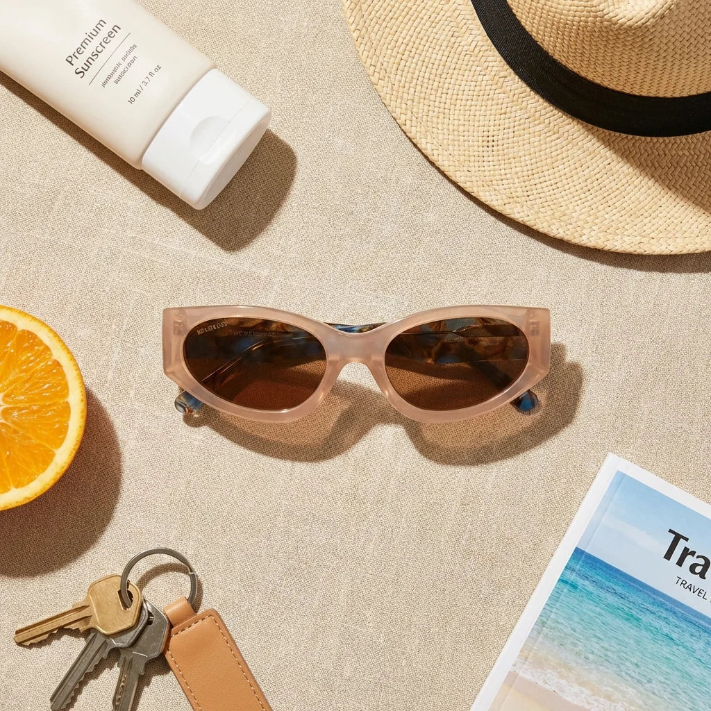Lenses sun milan polarized bio-acetate peach summer essentials flat lay playa accesorios verano bonoboss #editorial_detail2 #color_peach