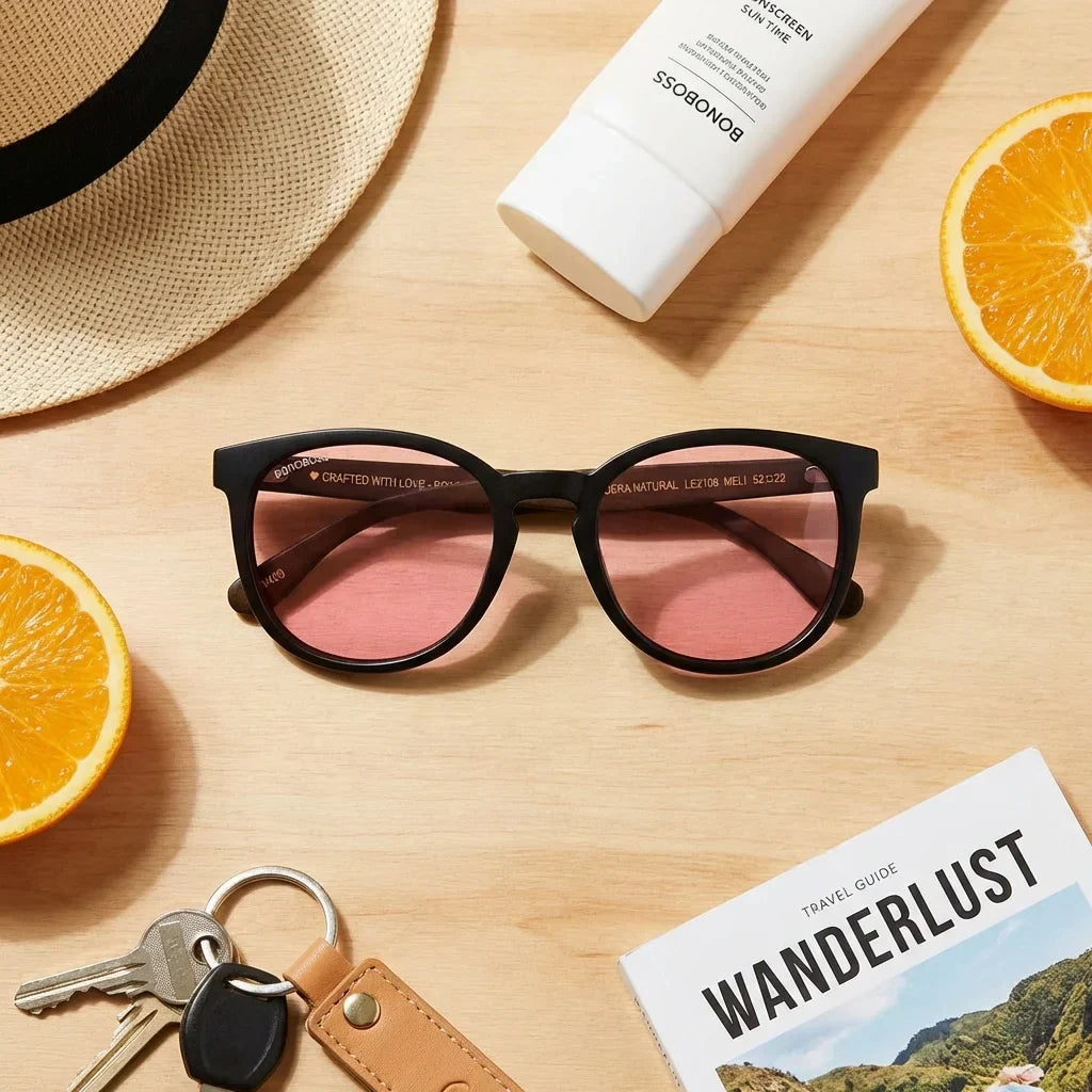 Lenses sun meli dark polarized bio-acetate gradient blue botanical composition monstera tropical bonoboss #editorial_grid2 #color_degrade-azul