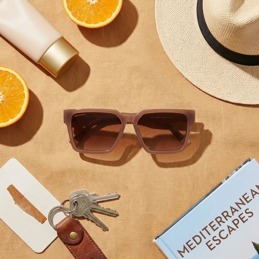 Lenses sun monteblack polarized bio-acetate brown summer essentials flat lay playa accesorios verano bonoboss #editorial_detail2 #color_brown