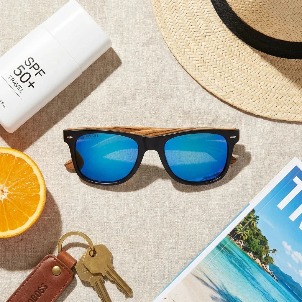 Lentes sol Acacia Designers polarizados waves sky flat lay summer essentials accesorios playa Bonoboss #editorial_detail2 #color_waves-sky