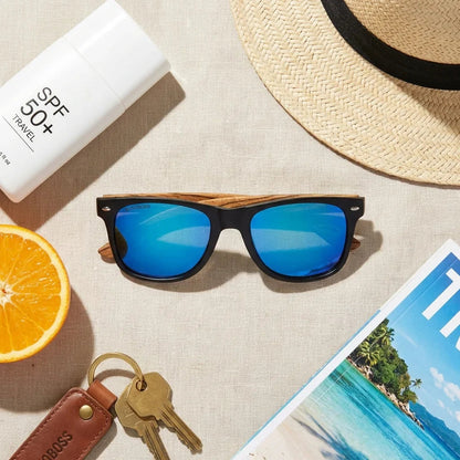 Lentes sol Acacia Designers polarizados waves sky flat lay summer essentials accesorios playa Bonoboss #editorial_detail2 #color_waves-sky