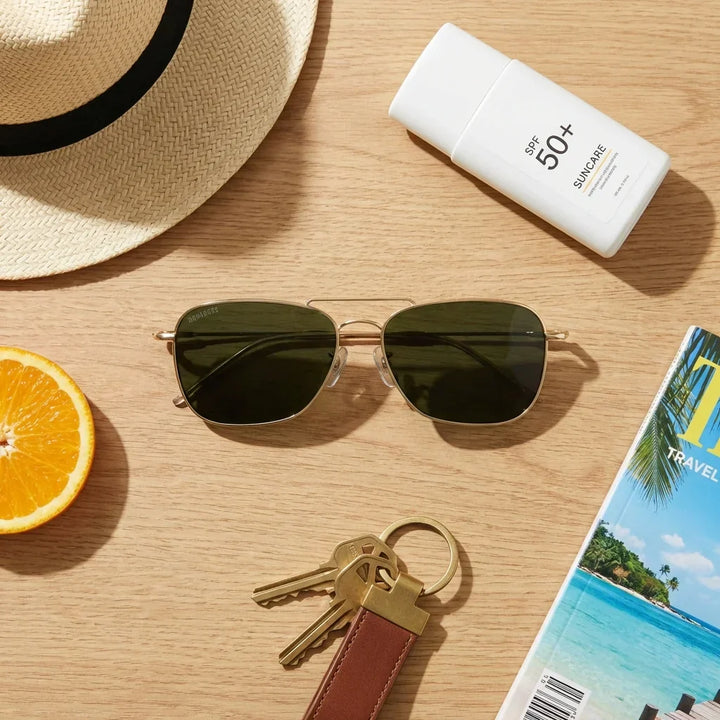 Lenses sun commander reverse polarized metal g15 summer essentials flat lay beach accessories bonoboss #editorial_detail2 #color_g15