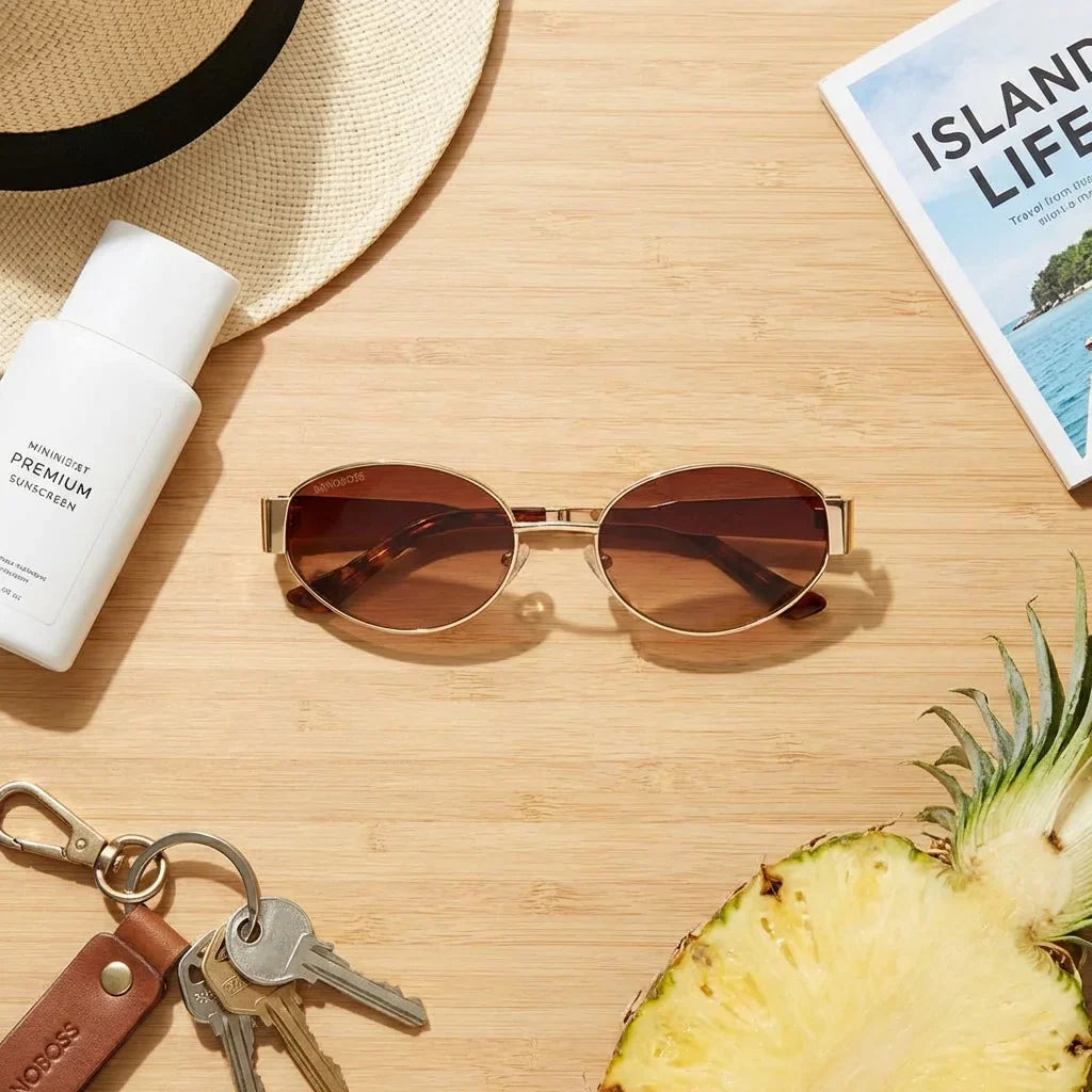 Lenses sun new lennon polarized bio-acetate brown summer essentials flat lay playa accesorios verano bonoboss #editorial_detail2 #color_brown