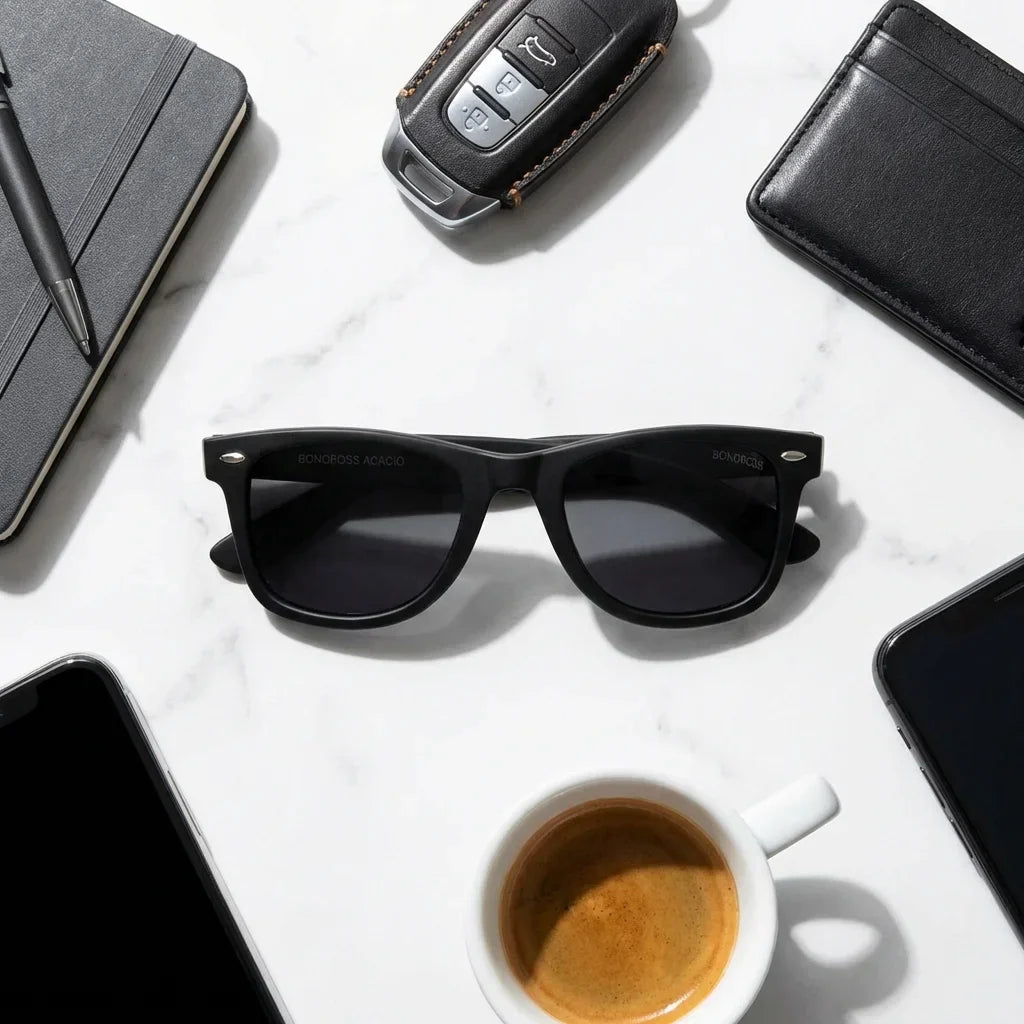 Lentes sol Acacio rPET polarizados RPET reciclado negro composicion urban kit accesorios estilo Bonoboss #editorial_detail2 #color_negro