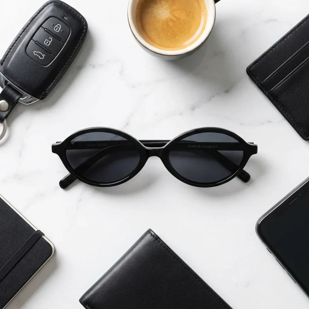 Lentes sol Guapi Island polarizados bio-acetato negro composicion urban kit accesorios ciudad premium Bonoboss #editorial_detail2 #color_negro