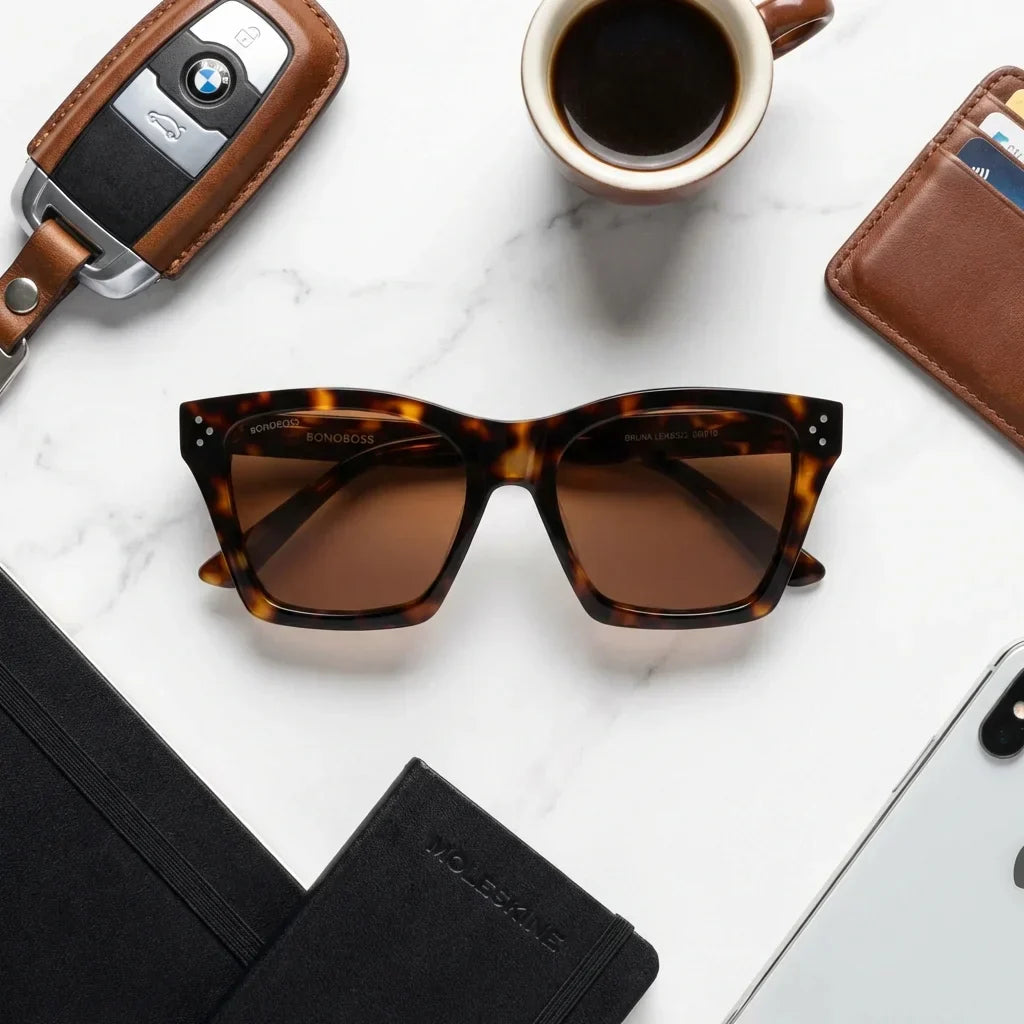 Lenses sun bruna retro polarized polarized tortoise urban composition accessories kit estilo bonoboss #editorial_detail2 #color_carey