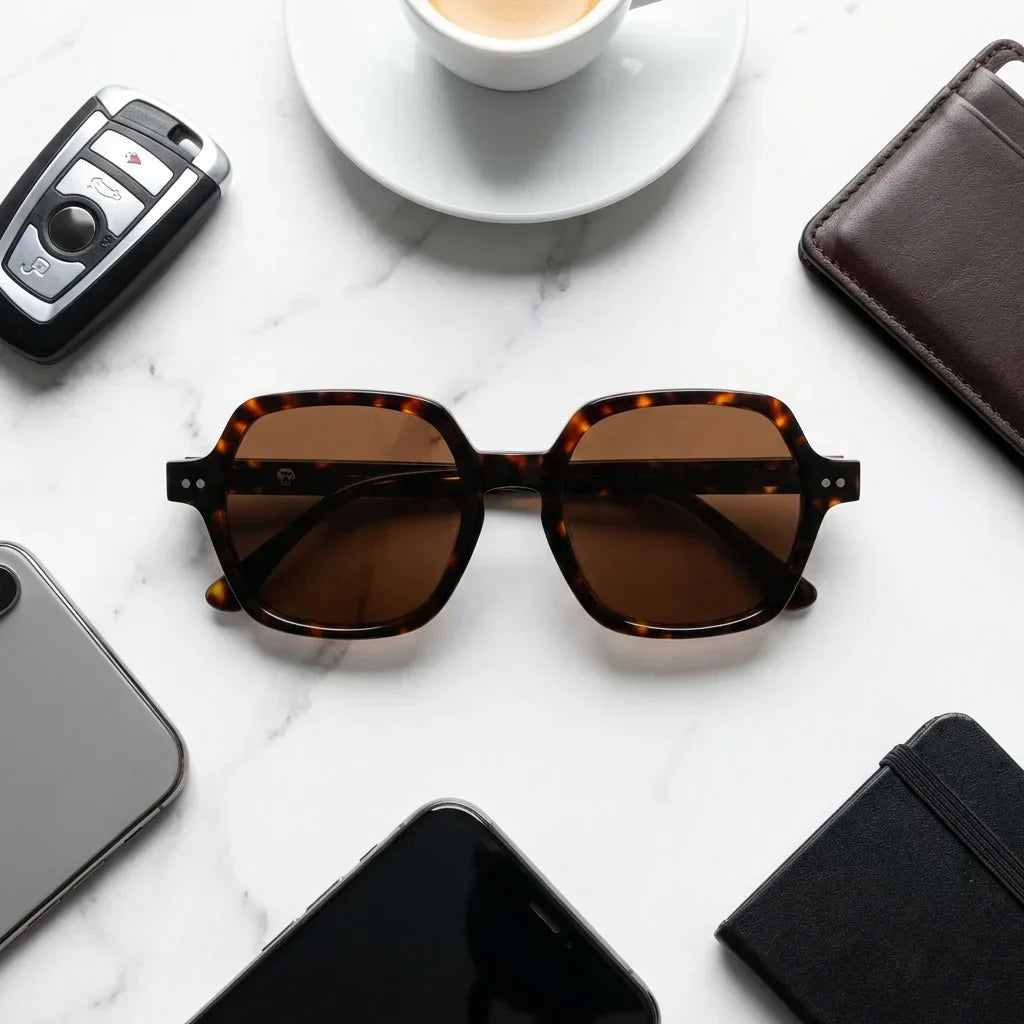 Lentes sol Canarias polarizados UV400 bio-acetato Carey composicion urban kit accesorios ciudad Bonoboss #editorial_detail2 #color_carey