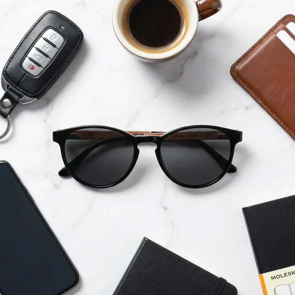 Men wearing lenses sun chiloe 220 black polarized black playa oceano UV protection400 bonoboss #editorial_detail1 #color_black