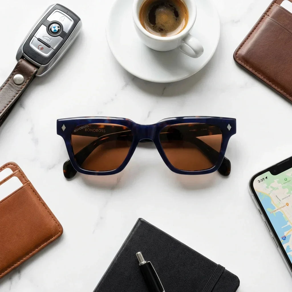Lentes sol Bruno polarizados UV400 bio-acetato Carey composicion urban kit accesorios ciudad Bonoboss #editorial_detail2 #color_carey