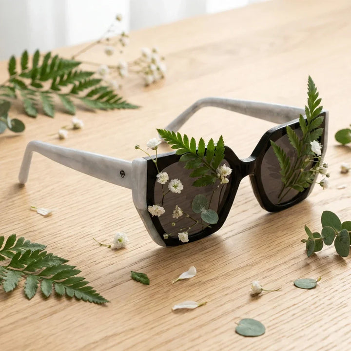 Lenses sun di trevi polarized bio-acetate black botanical composition lente detalle tropical biodegradable bonoboss #editorial_grid2 #color_black