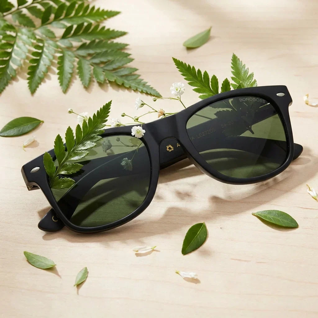 Lentes sol Acacia Dark polarizados madera acacia g15 botanica lente close-up detalle optico natural Bonoboss #editorial_grid2 #color_g15