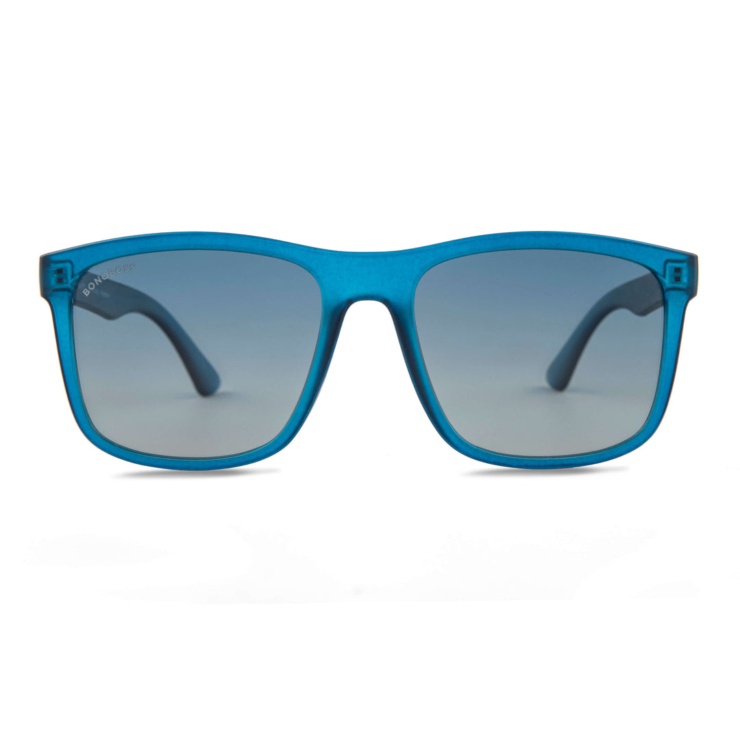 Sunglasses polarized hechos with botellas plasticas recycleds for men and women blue with lenses gradient blue front view Bonoboss #color_light-ocean