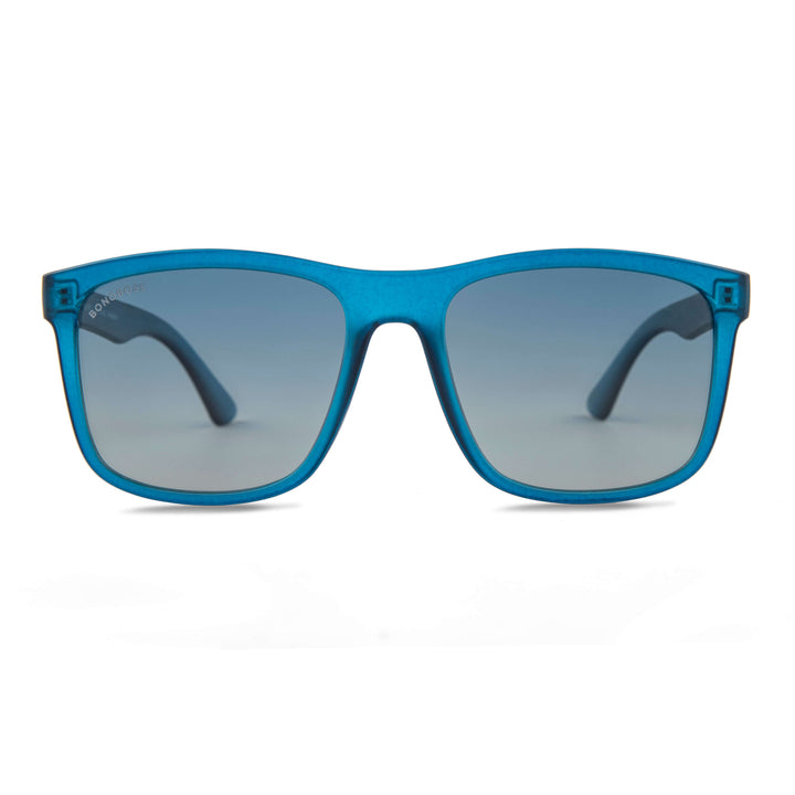 Sunglasses polarized hechos with botellas plasticas recycleds for men and women blue with lenses gradient blue front view Bonoboss #color_light-ocean
