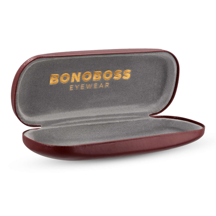 Estuche almeja for eyeglasses eyewear lenses optical lectura tipo almeja duro distribuidor mayorista color burdeo with microfibra interior gray bonoboss #color_burdeo