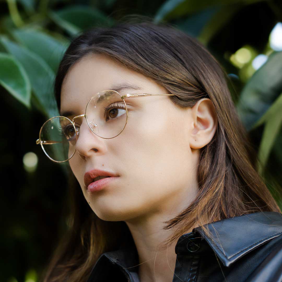 marcos ópticos con clip de sol polarizado anteojos redondos para hombre y mujer con receta  #color_dorado