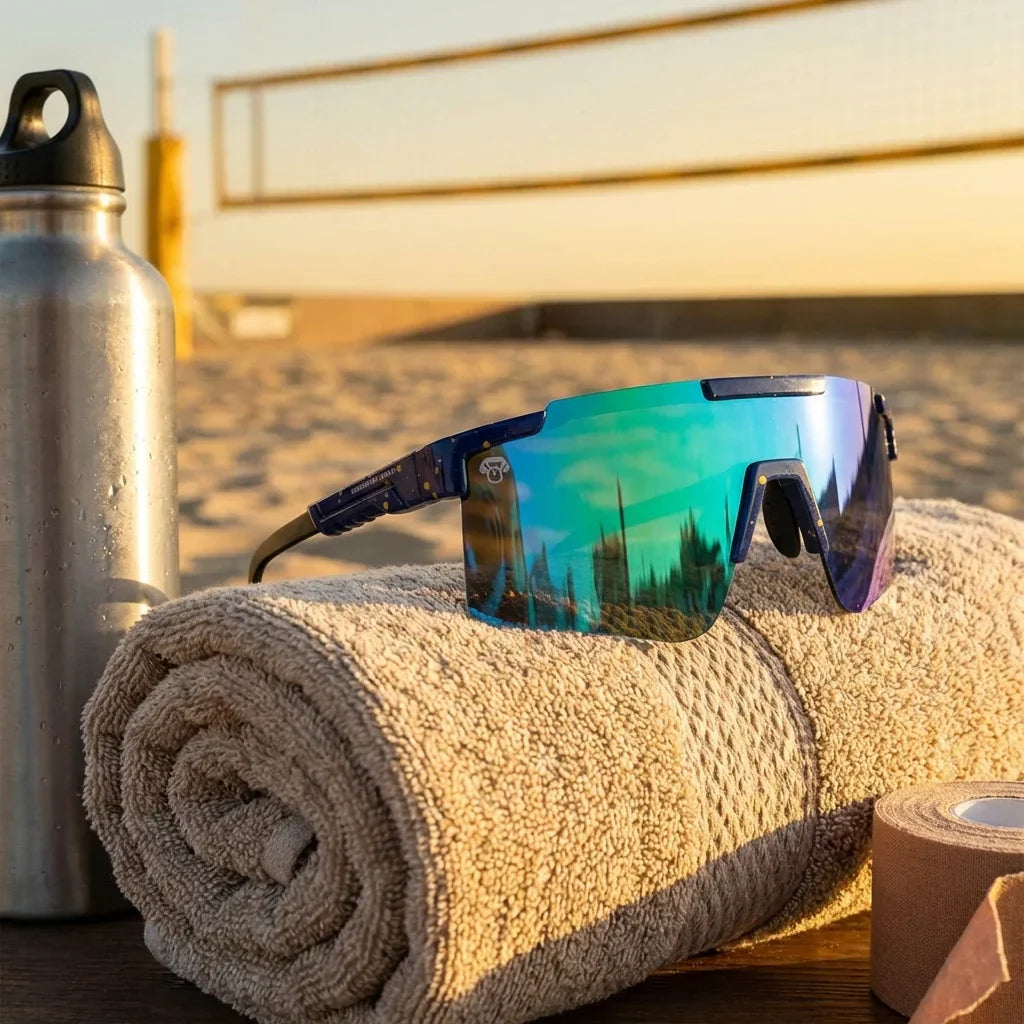 Bonoboss Santiago Azul - Detalle lentes deportivos contexto #editorial_detail2 #color_azul