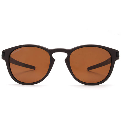 lentes anteojos de sol polarizados redondos de acetato para hombre y mujer color negro cristal café #color_brown