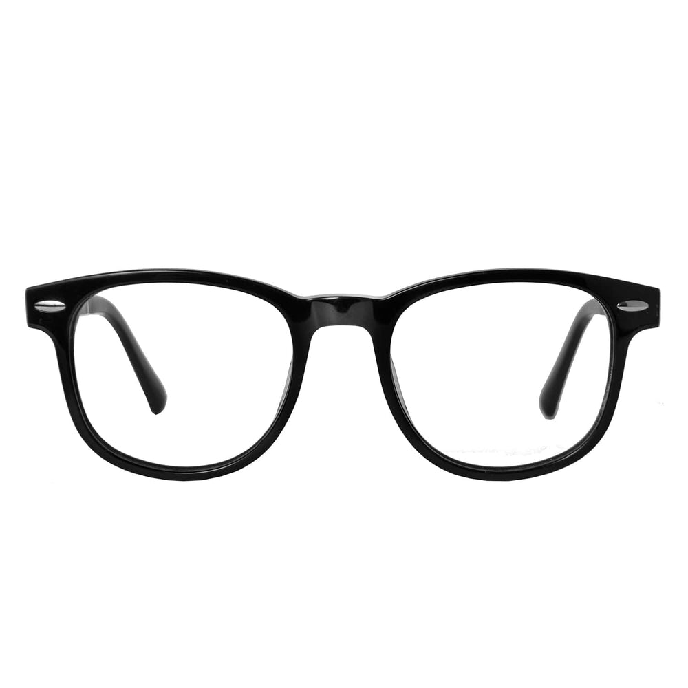 Eyeglasses oval acetate black for men and women round face large blue light filter. Bonoboss #color_negro