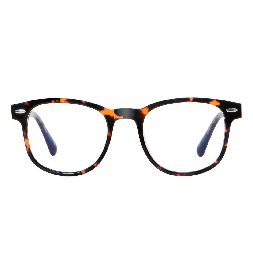 Eyeglasses oval acetate tortoise for men and women round face large blue light filter. Bonoboss #color_carey