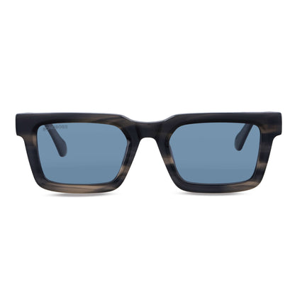 anteojos de sol polarizados para hombre y mujer rectangulares de color jaspeado gris cristal azul grandes para cara redonda #color_stained