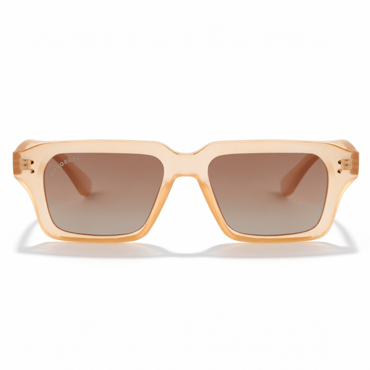 La front view unos eyeglasses sunglasses polarizads recycled plastic sustainable personalizada for corporate gift de Bonoboss #color_champagne