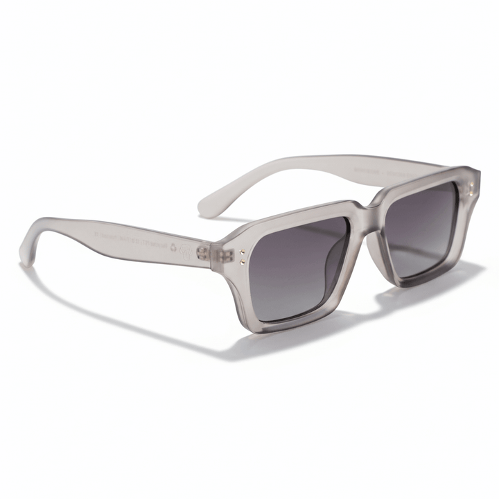 La side view unos eyeglasses sunglasses polarized recycled plastic sustainable personalizada for corporate gift de Bonoboss #color_gray