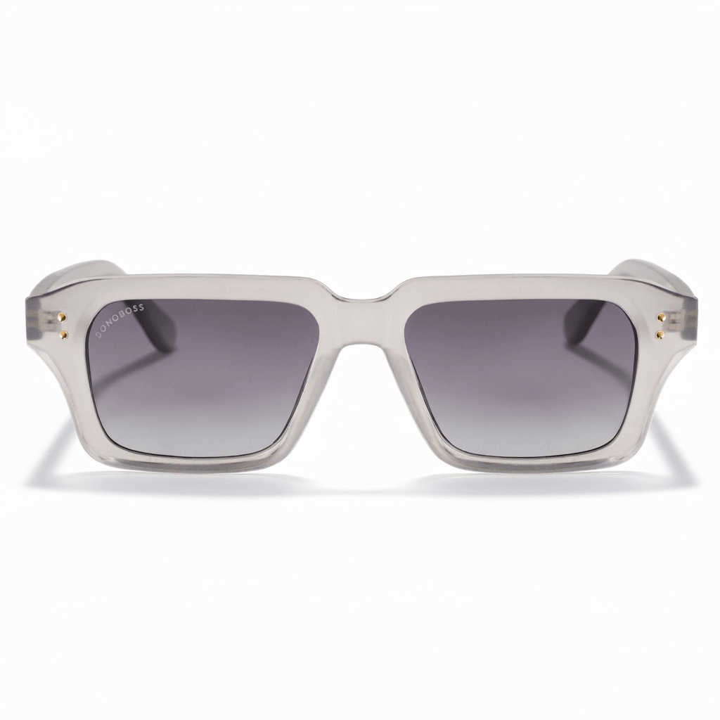 La front view unos eyeglasses sunglasses polarized recycled plastic sustainable personalizada for corporate gift de Bonoboss #color_gray
