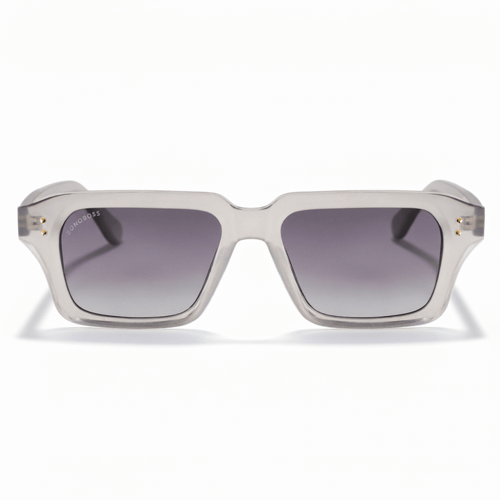 La front view unos eyeglasses sunglasses polarized recycled plastic sustainable personalizada for corporate gift de Bonoboss #color_gray
