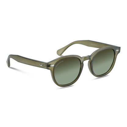 anteojos de sol polarizados redondos de botellas plásticas recicladas sustentable color verde. cristal color negro #color_olive-light