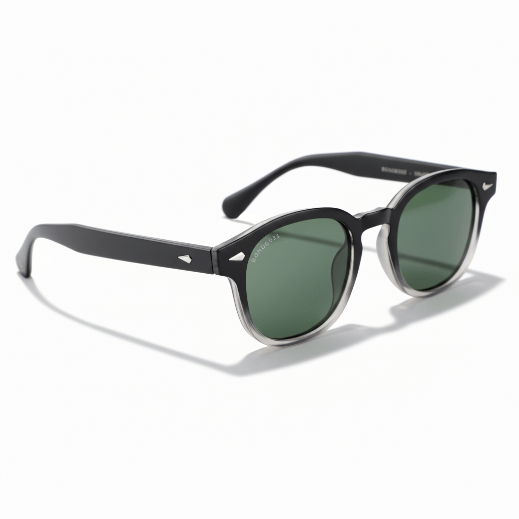 Side view unos sunglasses polarized forma redondeada hechos with recycled plastic personalizado for corporate gift de Bonoboss #color_g15