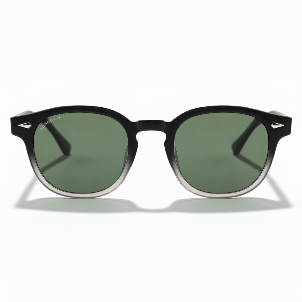 La front view unos sunglasses polarized forma redondeada hechos with recycled plastic personalizado for corporate gift de Bonoboss #color_g15