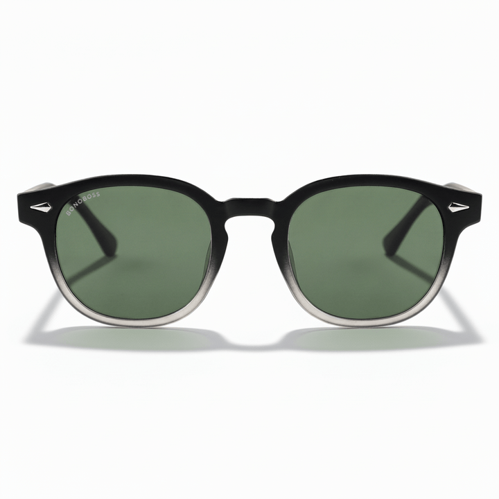 La front view unos sunglasses polarized forma redondeada hechos with recycled plastic personalizado for corporate gift de Bonoboss #color_g15