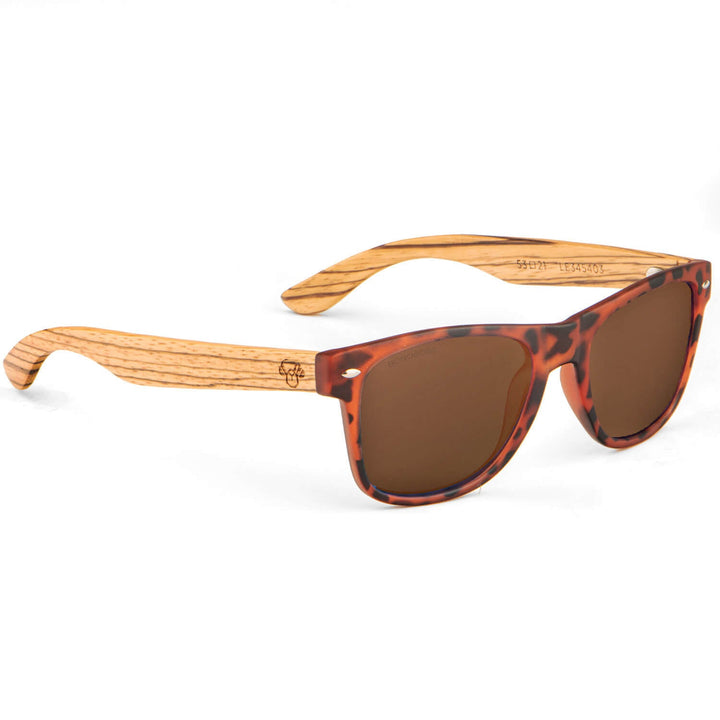 Sunglasses rectangular polarized black wooden temple for men and women with color lenses tortoise Bonoboss #color_carey