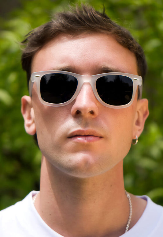 lentes anteojos de sol de platico reciclado agatados clasicos color blanco para mujer y hombre #color_transparente