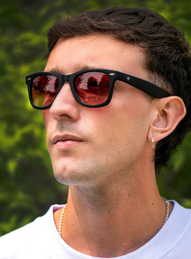 lentes de sol rectangulares clasicos polarizados  para hombre y mujer color rojo  #color_rojo
