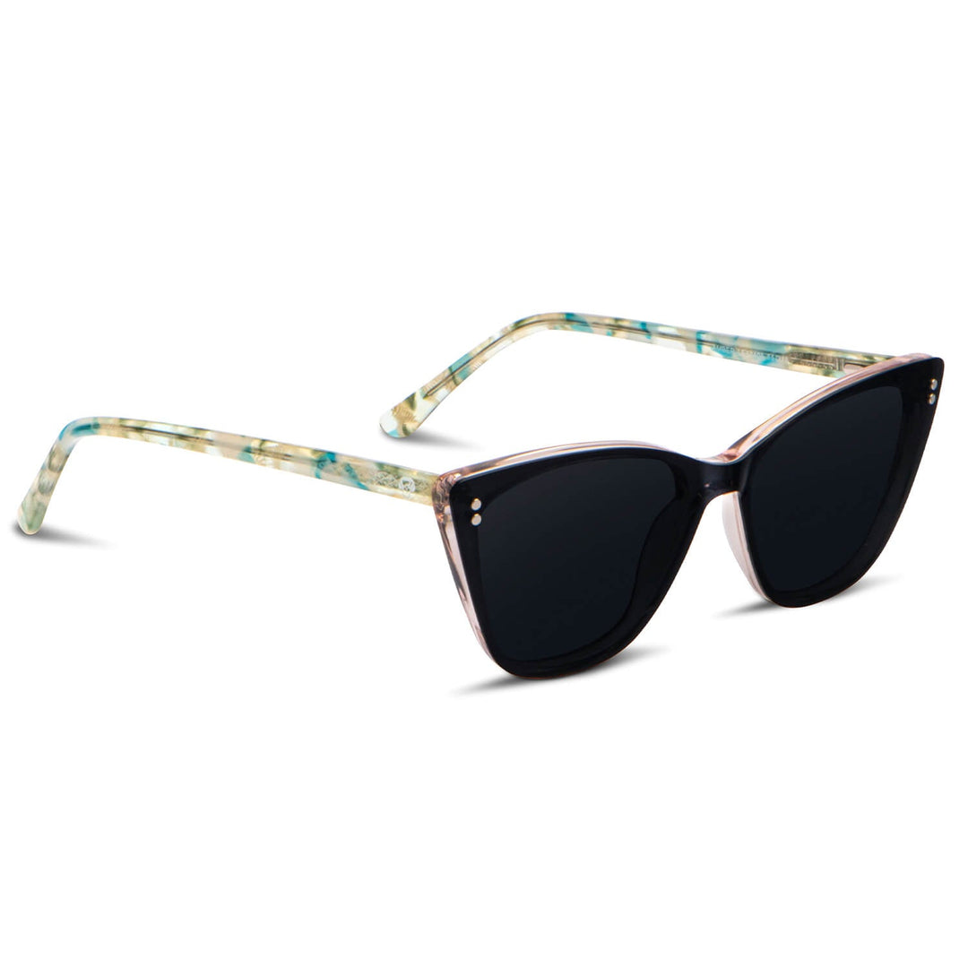 Eyeglasses optical agate pattern women with sun clip-on polarized with clip-on overlay prescription lenses green montado Bonoboss #color_verde