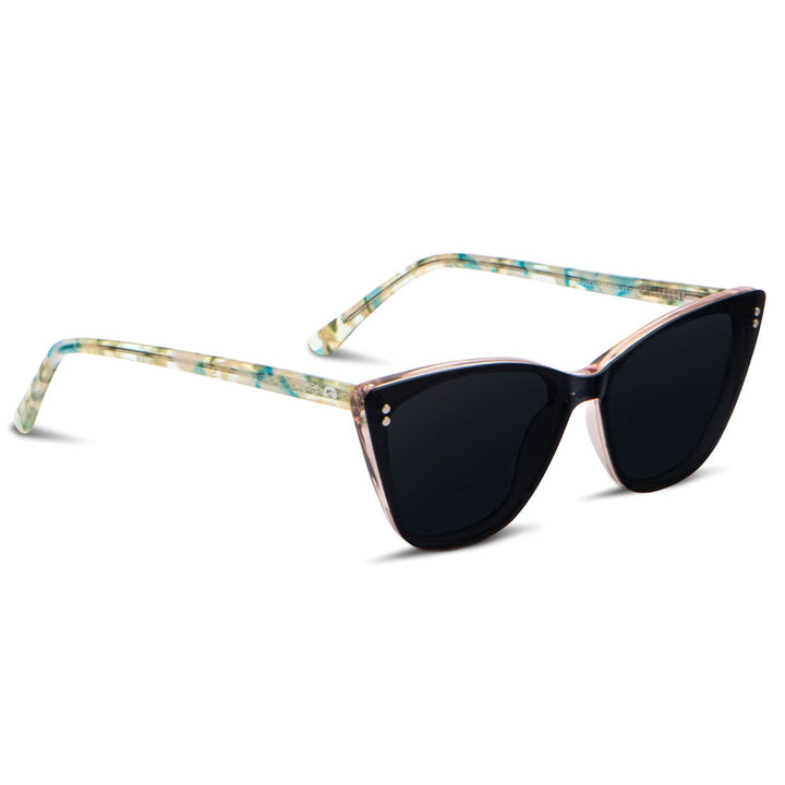 Eyeglasses optical agate pattern women with sun clip-on polarized with clip-on overlay prescription lenses green montado Bonoboss #color_verde