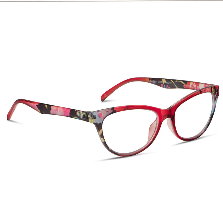 Lenses lectura angelina agate pattern filtro luz blue UV protection400 antirreflejo red floral women bonoboss