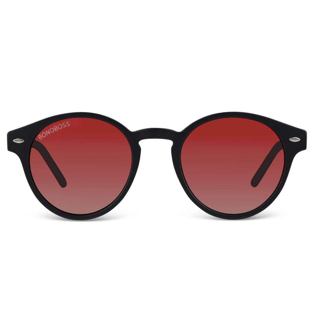Sunglasses polarized recycled plastic round for women and men tortoise Bonoboss #color_carey