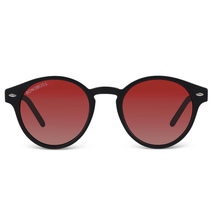 Sunglasses polarized recycled plastic round for women and men tortoise Bonoboss #color_carey