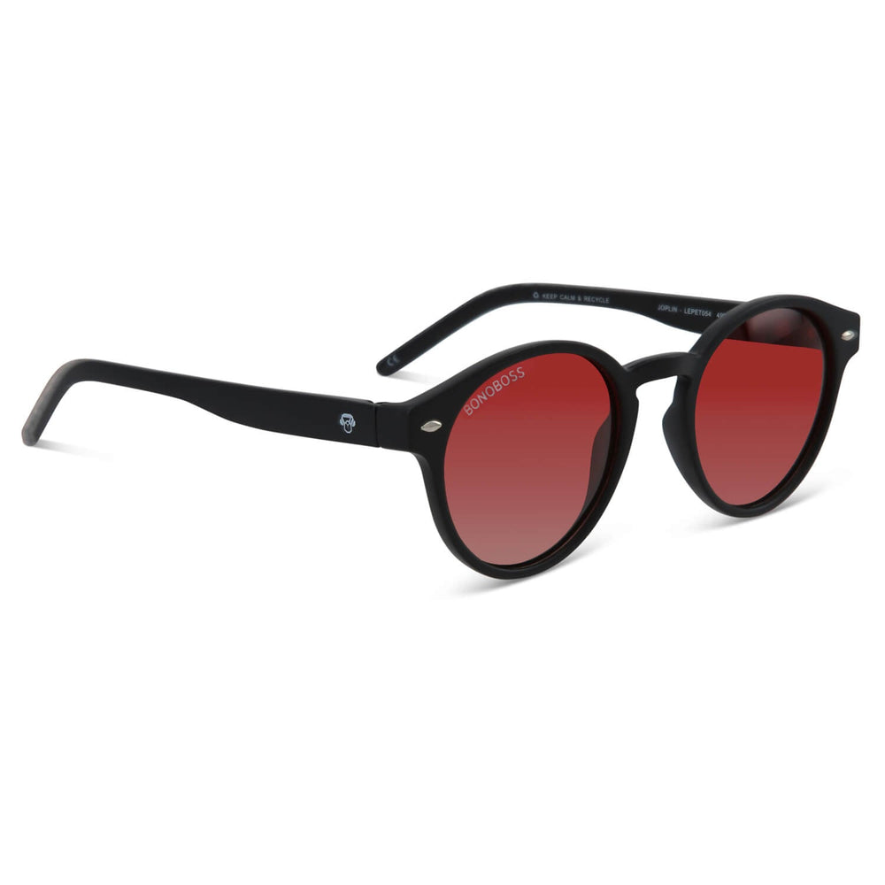 Sunglasses polarized round for women and men black critsal red Bonoboss #color_rojo