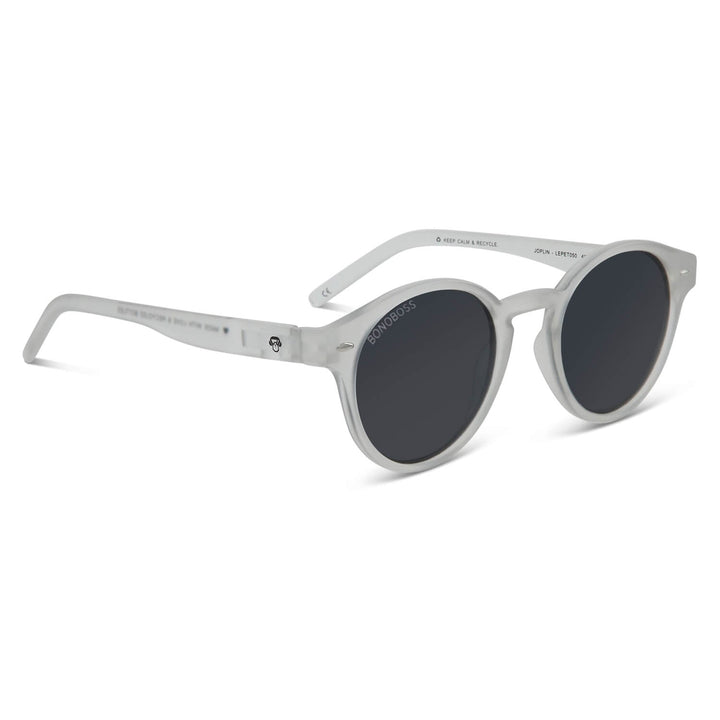 Sunglasses polarized recycled plastic round for women and men clear cristal black Bonoboss #color_transparente