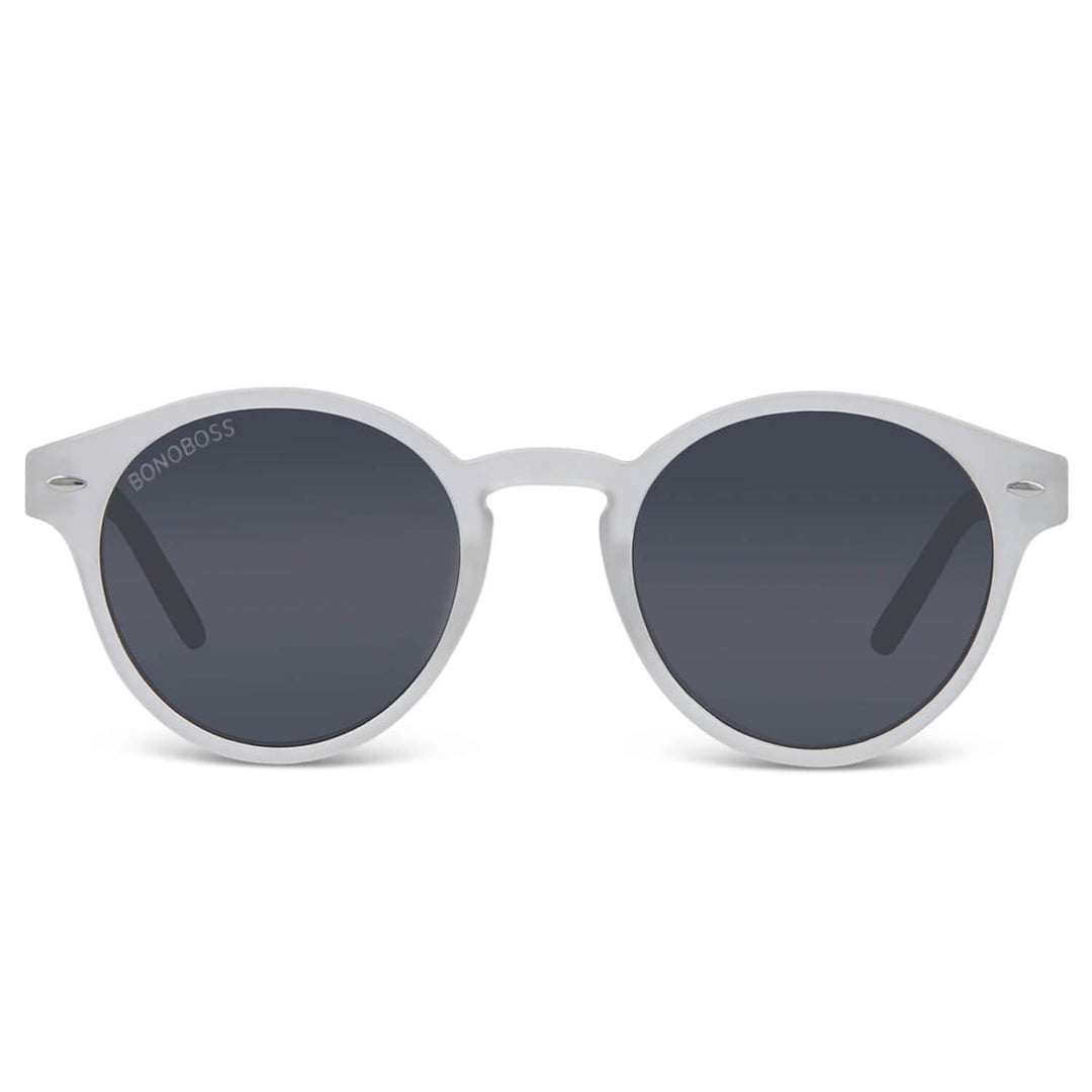Sunglasses polarized recycled plastic round for women and men clear cristal black Bonoboss #color_transparente