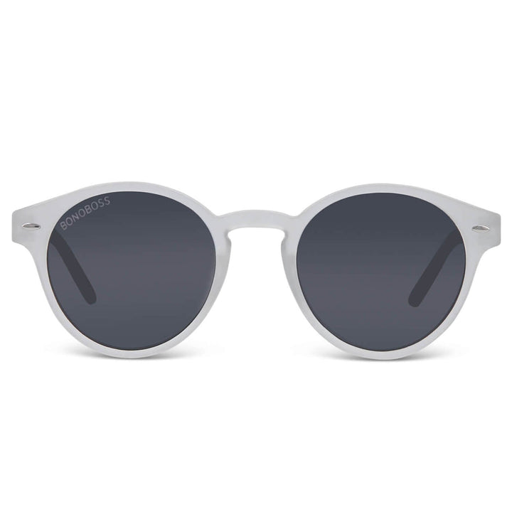 Sunglasses polarized recycled plastic round for women and men clear cristal black Bonoboss #color_transparente