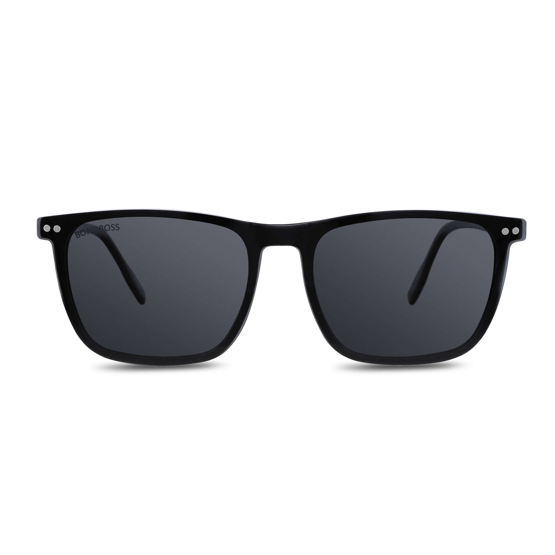 Lenses eyeglasses optical marcos with clip polarized clip-on overlay mayorista optical distributor black marco round face large men women Bonoboss #color_negro