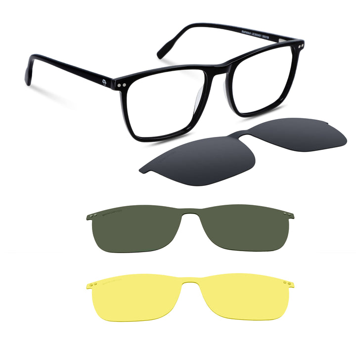 Lenses eyeglasses optical marcos with clip polarized clip-on overlay mayorista optical distributor black marco round face large men women Bonoboss #color_negro