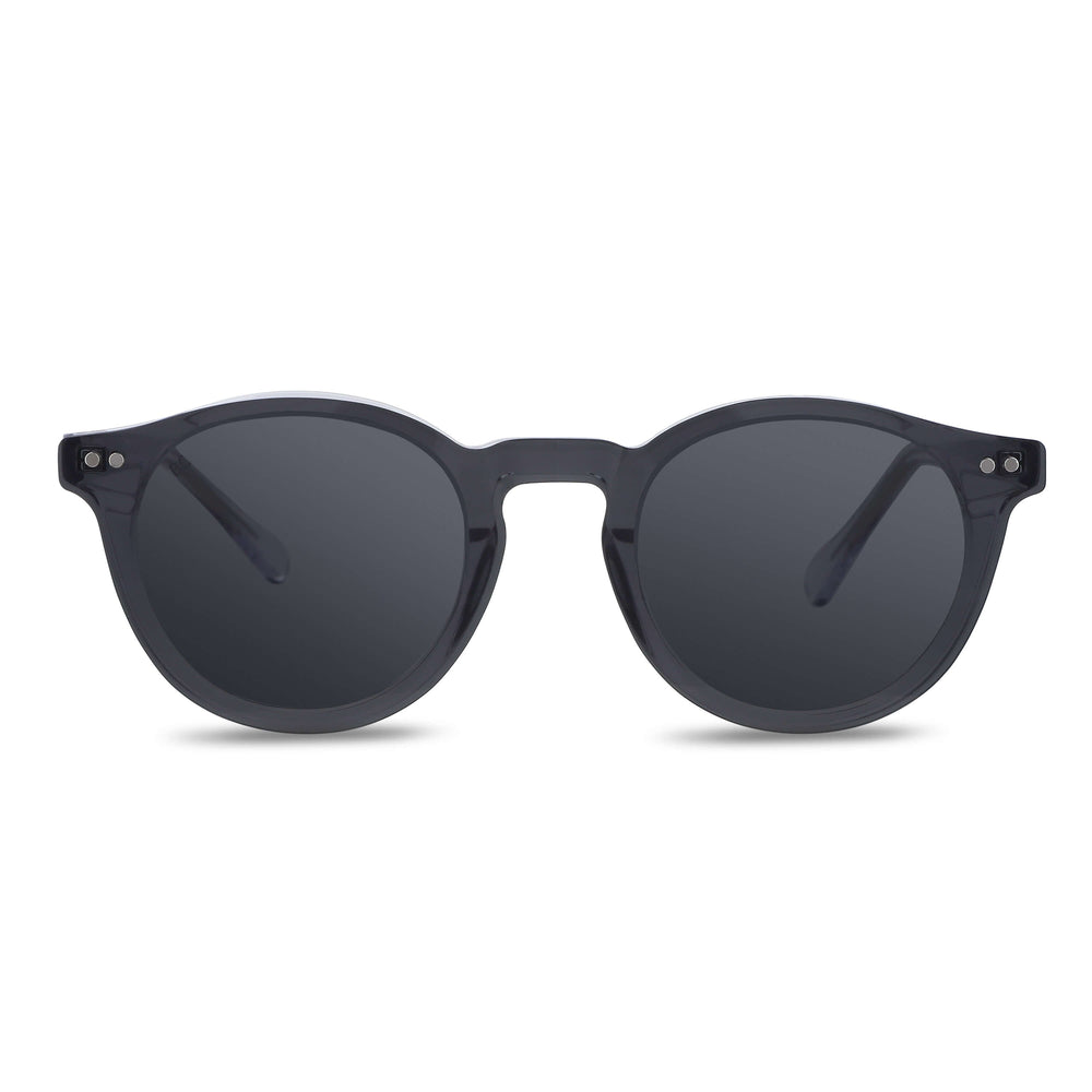 Optical frames round with sobre lente sun clip-on iman polarized for men and women clear angled view Bonoboss #color_transparente