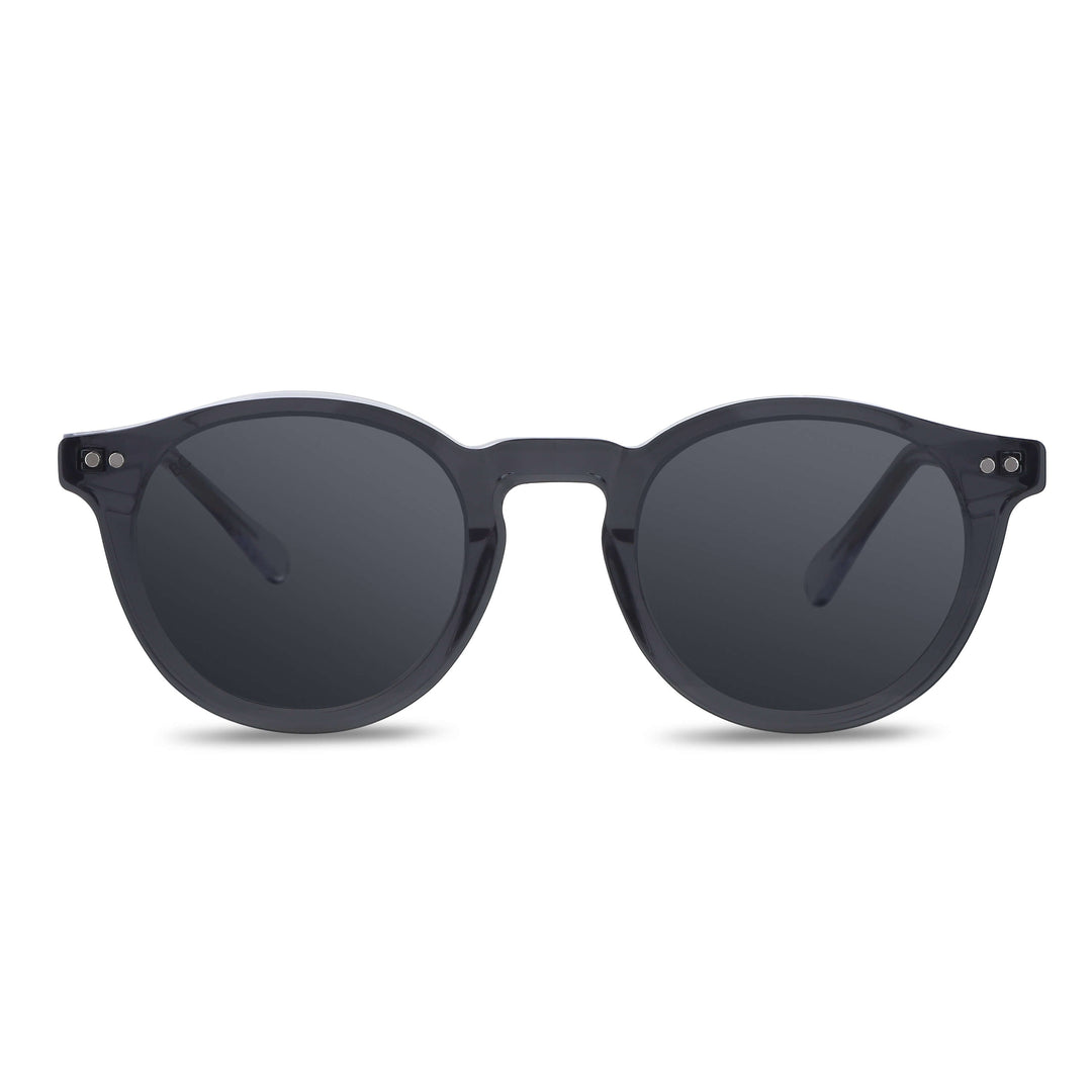 Optical frames round with sobre lente sun clip-on iman polarized for men and women clear angled view Bonoboss #color_transparente